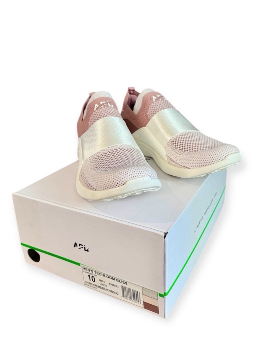 APL Men’s TechLoom Bliss Knit Sneakers, Ivory Creme & Beachwood sz. 10